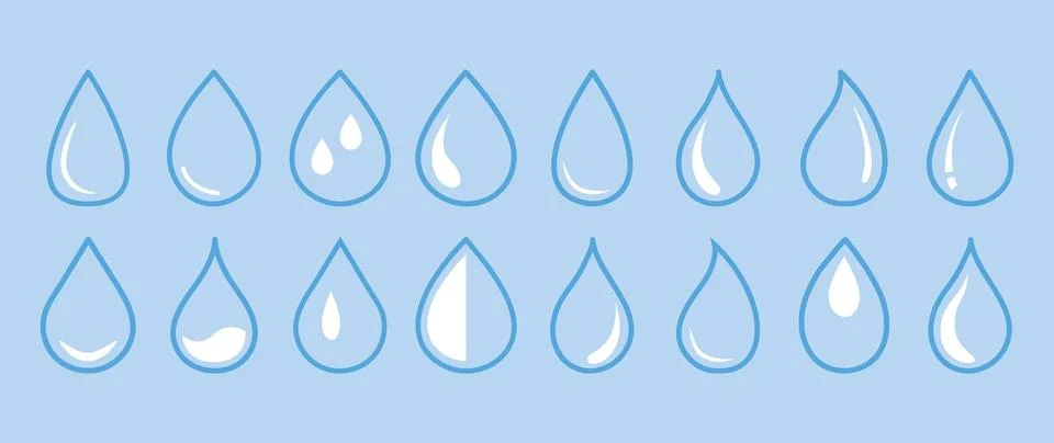 Vector illustration. Blue drop of water. Water drop flat icon. A collection of Stock Illustration