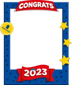 Vector illustration of blue frame for selfie photos graduates year 2023 Stock Illustration