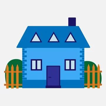 Vector illustration. Blue house with a chimney. Design Stock Illustration