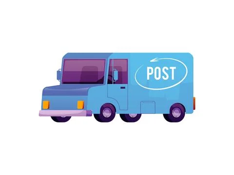 Vector illustration of blue mail delivery van. Isolated background. Stock-Illustration
