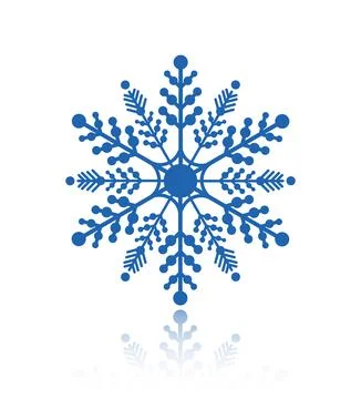 Vector illustration. Blue snowflake with reflection. Stock Illustration