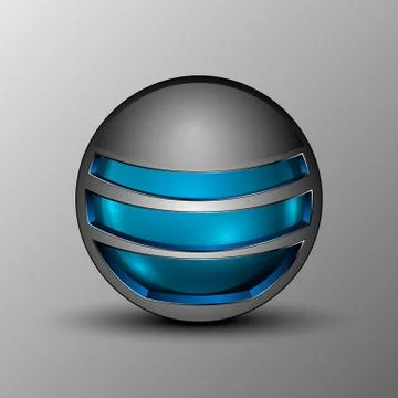 Vector illustration of blue sphere as emblem. Stock Illustration