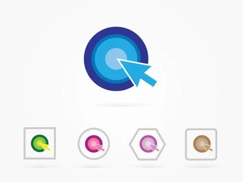 Vector illustration blue target and cursor icon Stock Illustration