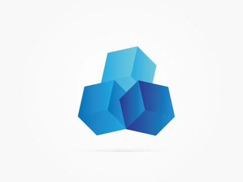 Vector Illustration Blue three Cube logo design icon Stock Illustration