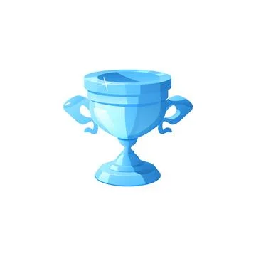 Vector illustration of blue trophy cup for game on isolated background. Stock Illustration