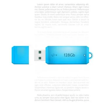 Vector illustration of blue USB flash drive Blue opened USB flash memory 1... Stock Photos
