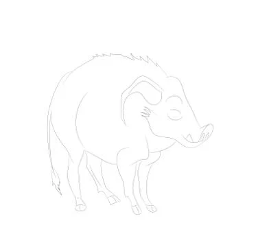 Vector illustration of a boar who is standing, drawing lines, vector Illustrazione stock