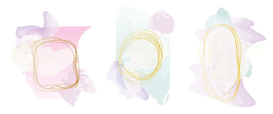 Vector illustration. Boho style. Minimalist geometric gold frames with delicate Illustrazione stock