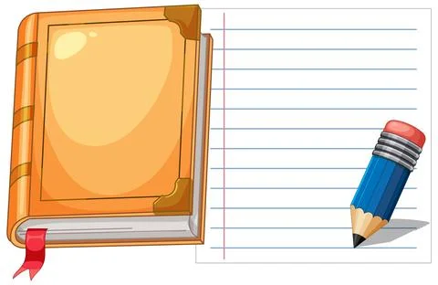 Vector Illustration of Book, Notebook, and Pencil 스톡 일러스트