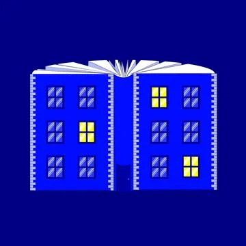 Vector illustration. Book transforms into library, symbolizing vast knowledge 스톡 일러스트