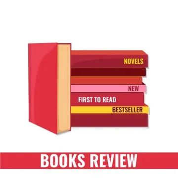 Vector illustration of Books Review for Reading club. Stock Illustration