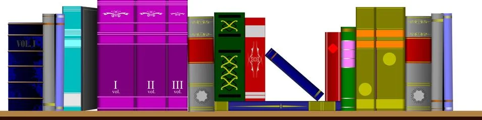 Vector illustration bookshelf library. Stock Illustration