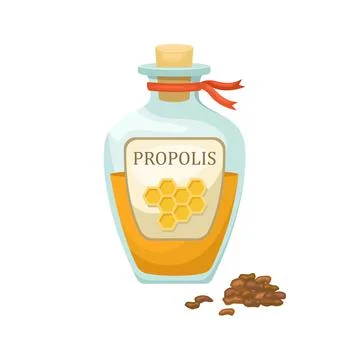Vector illustration of a bottle with propolis tincture. Biologically active a Stock Illustration