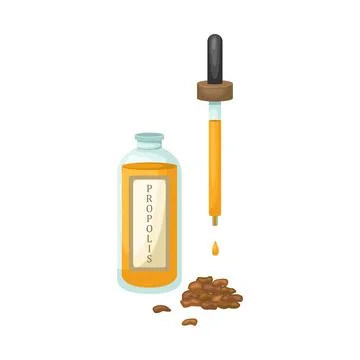 Vector illustration of a bottle with propolis tincture. Biologically active a Stock-Illustration