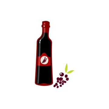 Vector illustration of a bottle of red wine on a white isolated background Stock Illustration