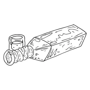 Vector illustration of a bottle of vodka or alcohol.  Hand drawn bottle. Stock Illustration