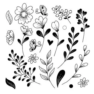 Vector illustration of bouquets doodle hand drawn style. Illustrazione stock