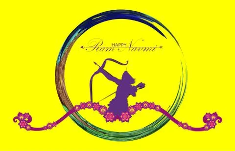 Vector Illustration of bow, arrow, and Lord Rama. Greeting card with bow and  Stockillustratie