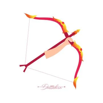 Vector Illustration of bow, arrow, and Lord Rama. Greeting card with bow and  Иллюстрация