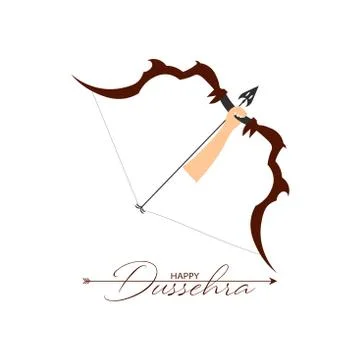Vector Illustration of bow, arrow, and Lord Rama. Greeting card with bow and  Illustrazione stock