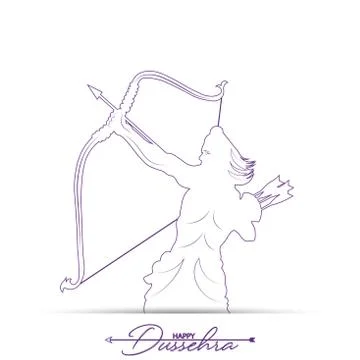 Vector Illustration of bow, arrow, and Lord Rama. Greeting card with bow and  Ilustração Stock