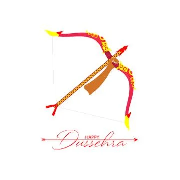Vector Illustration of bow, arrow, and Lord Rama. Greeting card with bow and  Illustrazione stock