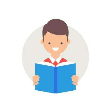 Vector illustration of a boy reading a book Stock Illustration