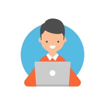 Vector illustration of a boy using a laptop Stock Illustration