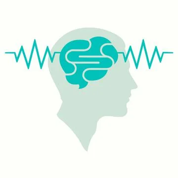 Vector illustration of brain activity. Waves in human head Stock Illustration