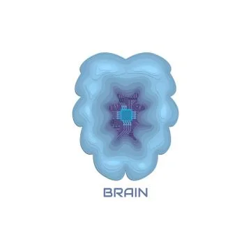 Vector illustration of Brain and CPU on white. Stock Illustration