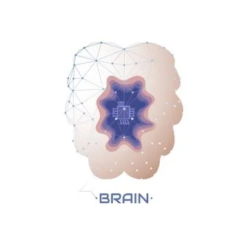 Vector illustration of Brain and CPU with network Stock Illustration