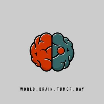 Vector Illustration of Brain with brain tumor in part Stock Illustration