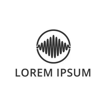 Vector illustration brain waves and circle icon logo design Stock Illustration