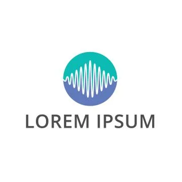 Vector illustration brain waves and circle icon logo design Stock Illustration