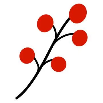 Vector illustration of branch with berries in flat cartoon childish style on  Illustrazione stock