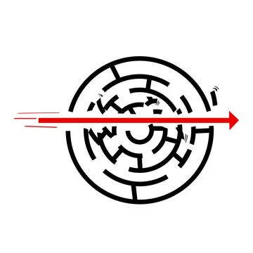 Vector, Illustration for Break the Rule To Get the Shortest way Out Stock Illustration