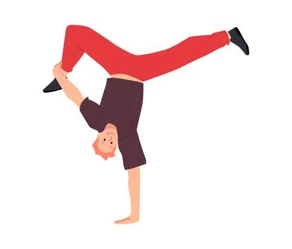 Vector illustration of a breakdancer in a handstand demonstrating hip hop moves. Stock Illustration