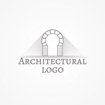 Vector illustration of brick round arch icon with text Ilustración de archivo