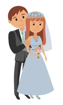 Vector illustration of bride and groom. Draw for invitation to wedding ceremony Ilustração Stock