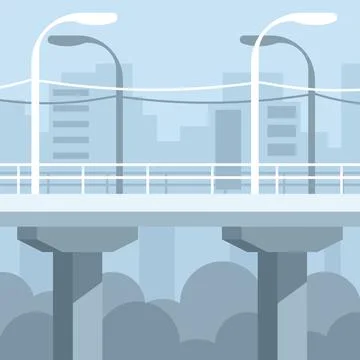 Vector illustration of a bridge over the river in a flat style. Ilustração Stock