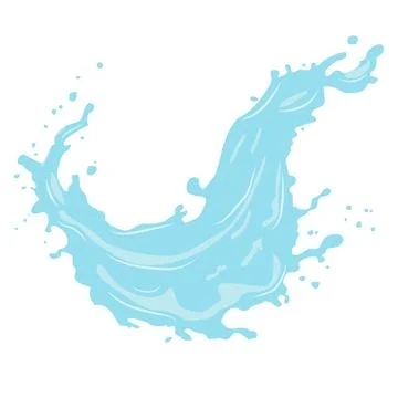 A vector illustration of a bright blue water splash with dynamic drops and .. Stock Illustration