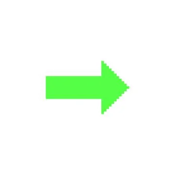 Vector illustration of bright green pixel arrow in y2k style. Stock Illustration