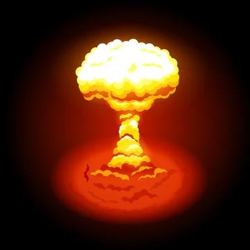 Vector illustration of bright nuclear explosion. Symbol of environmental Stock Illustration