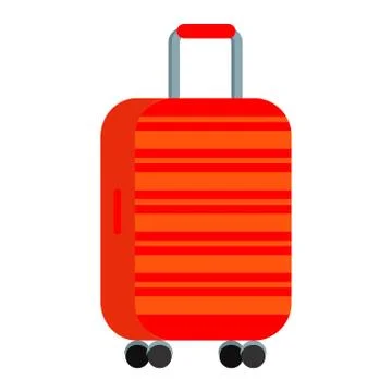 Vector illustration of bright red with orange stripes large polycarbonate tra Stock Illustration