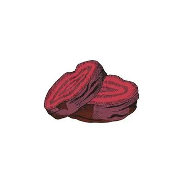 Vector illustration of bright red sliced beetroot on a white background. Illustrazione stock