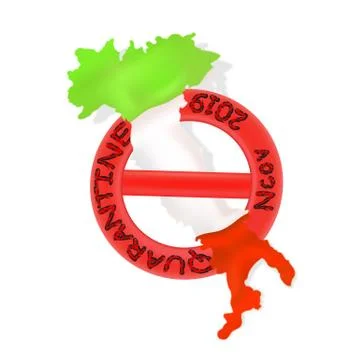 Vector illustration of a bright red stop sign with the inscription Quarantine Stock Illustration