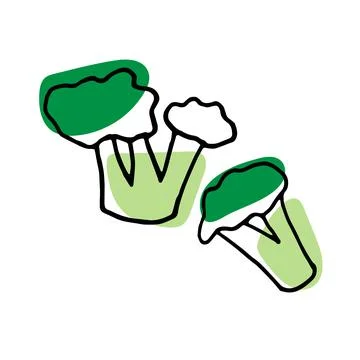 Vector illustration of broccoli and cauliflower in doodle style Stock Illustration