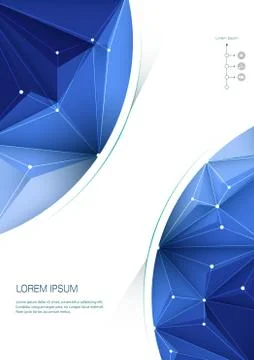 Vector Illustration brochure template with blue polygonal background Stock Illustration