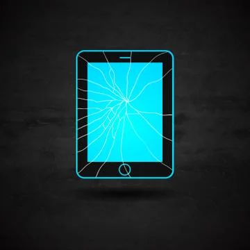 Vector illustration of brocken tablet pc. Realistic icon for your web concept Stock Illustration