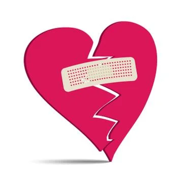 Vector illustration of broken heart with plaster Stock Illustration